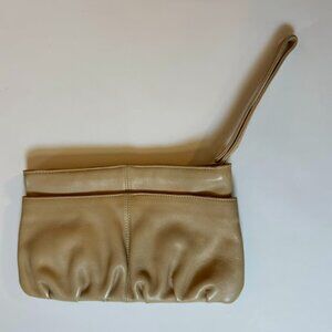 levi strauss vintage leather beige handbag wristlet pockets tan cream